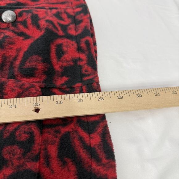 Susan Graver Weekend Rose Jacket Womens Large Red Black Fleece Snap Button - Picture 7 of 7